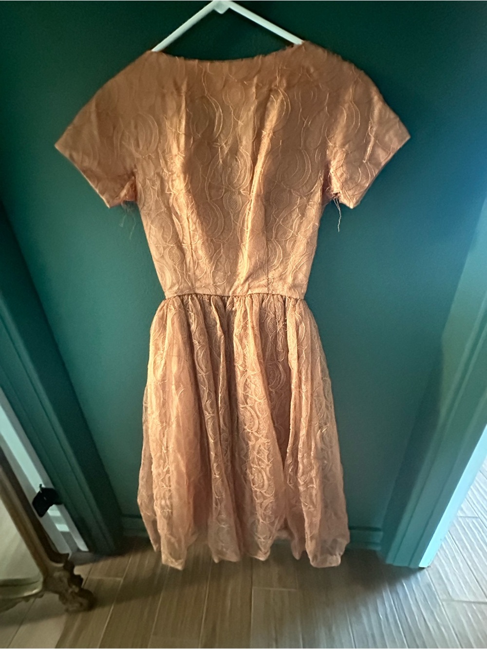 Vintage Blush Pink Lace Fit-and-Flare Dress
